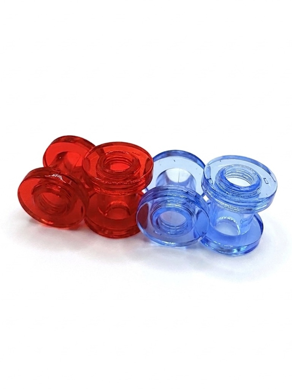 Set of 2 Pairs 2g Acrylic Ear Gauges Plugs Screw on Tunnels - Lt Blue & Red